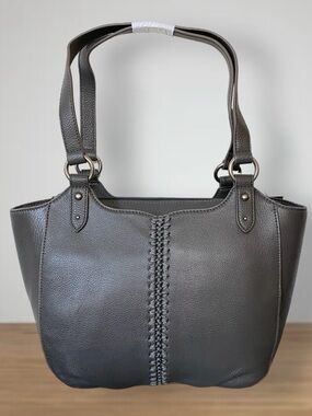 The Sak Bolinas Dark Slate Leather Satchel Shoulder Bag